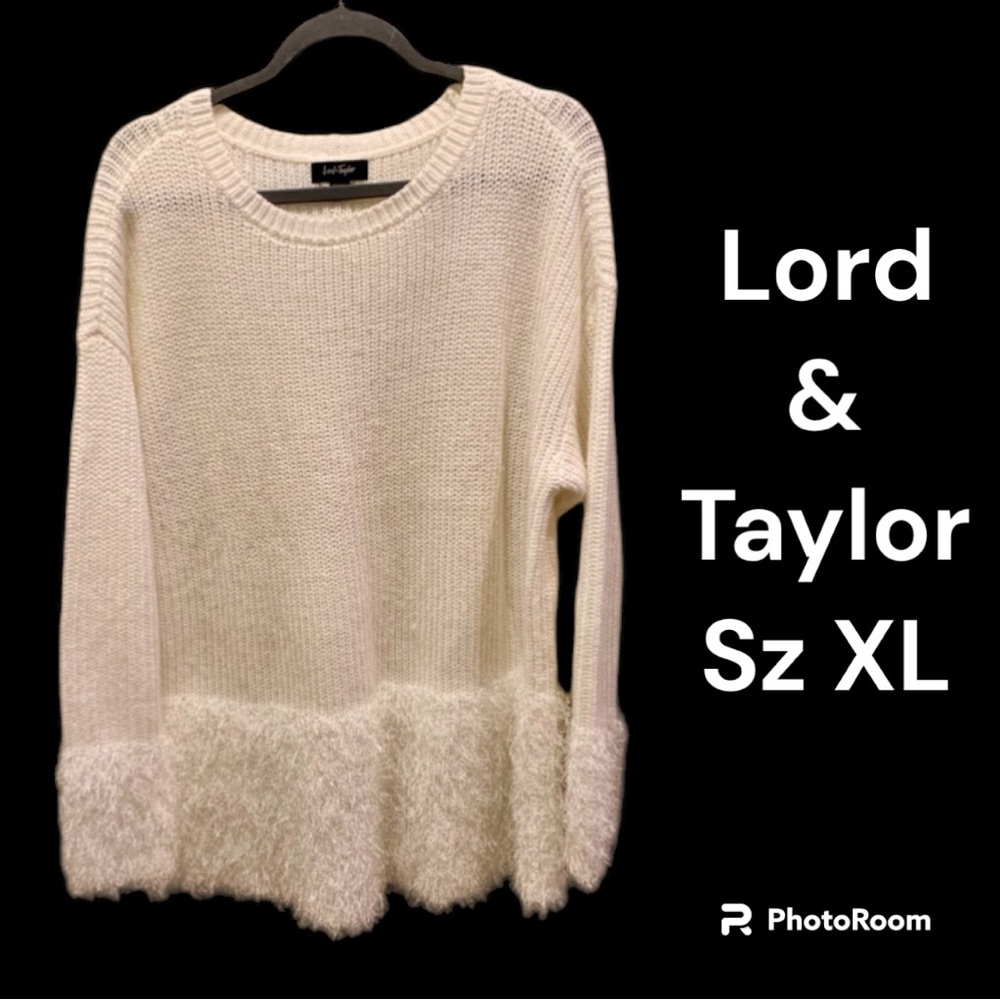 EUC Lord & Taylor white sweater - stunning! Sz XL